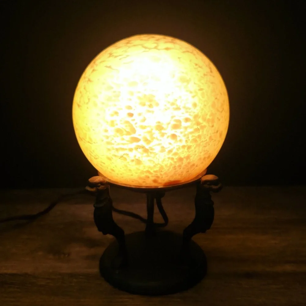 Vintage Orange Sphere Table/Desk Lamp With Brass Stand - Amazingly Beautiful